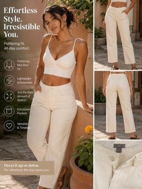J. Jill Cream Straight-Leg Jeans size 10